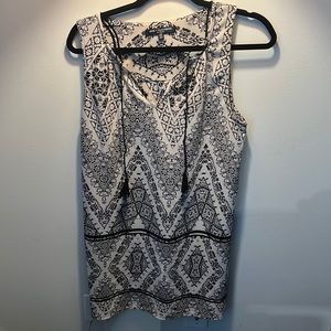 Black and tan printed flowy dress